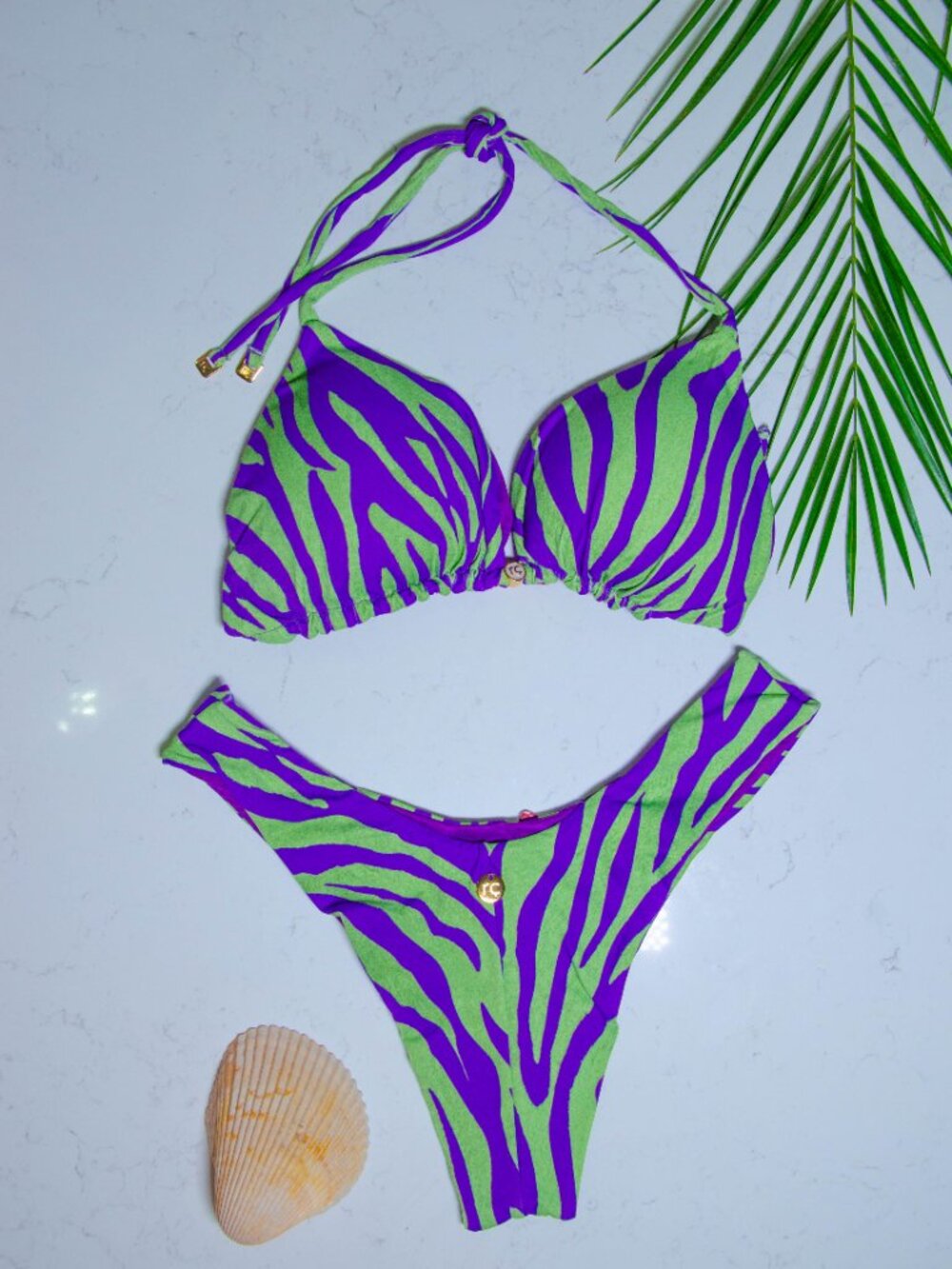 Rio Açu Brazilian Reversible Triangle Bikini Set | Zebra | Size XL | NWT